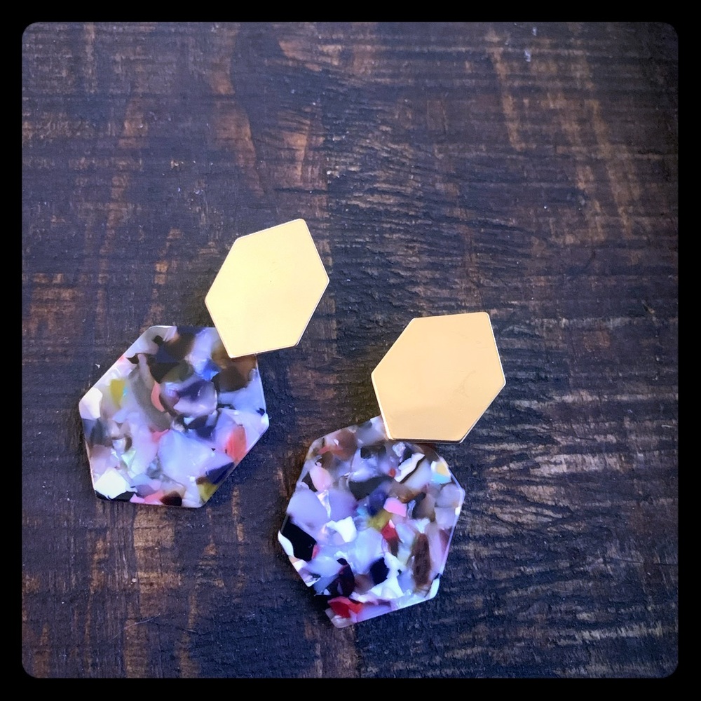 Beautiful Hexagon Acetate Earrings.